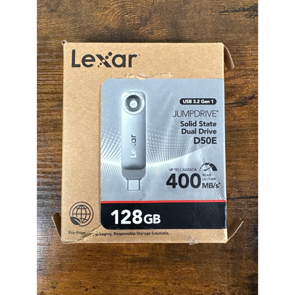 Lexar JumpDrive D50E 128GB Solid State Dual Drive USB 3.2 Gen 1 400MBs USB-C A